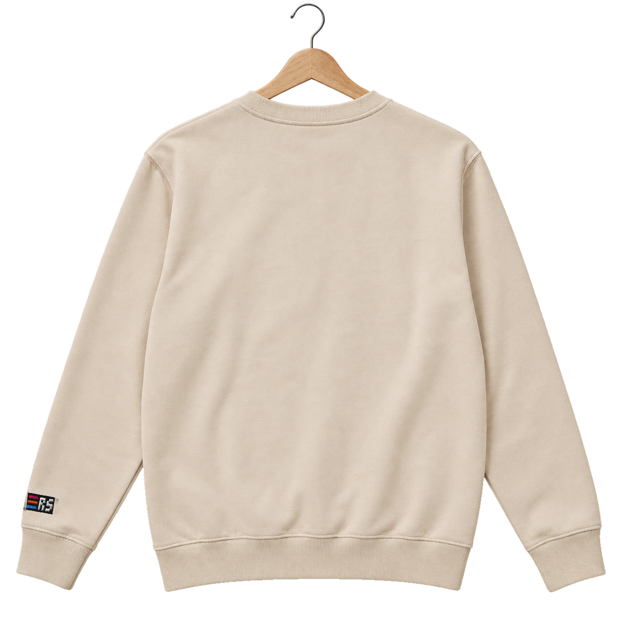 Pixel Sportwagen weiß – Bestickter Bio Pullover · Beige · Rückansicht